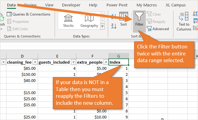 adding sort at top of column in excel for mac